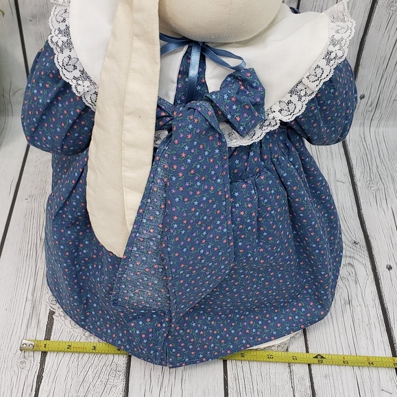 Large Sitting Vintage Handmade Plush Cloth Floppy Ears Bunny Girl Doll - Picture 11 of 14